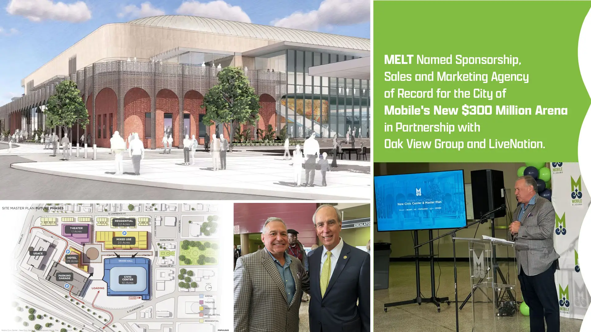 MELT Named Sponsorship, Sales and Marketing Agency of Record for the City of Mobile’s New $300 Million Arena in Partnership with Oak View Group and Live Nation.
